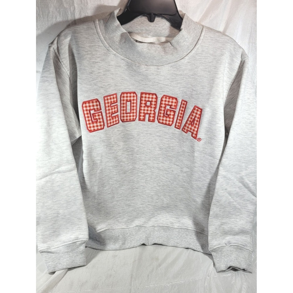 Scarlet & Gold Women's Mallory Mock Neck Georgia Gingham Sweatshirt - Ash - S